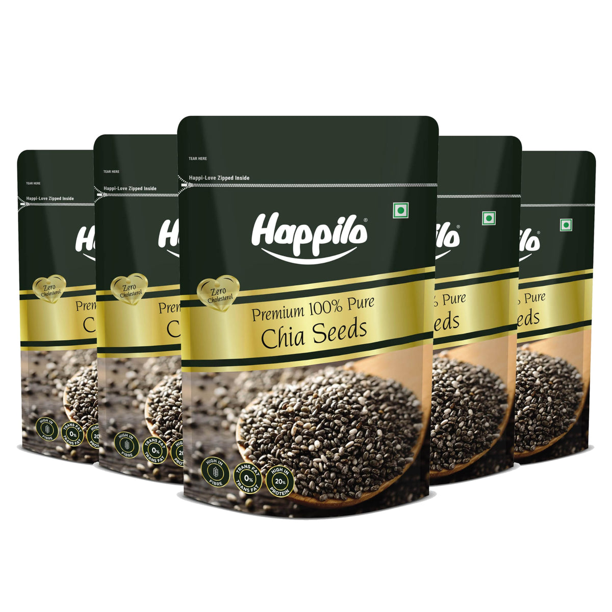 Happilo Premium Raw Chia Seeds 200g (Pack of 1) | Seed for Eating | Healthy Snacks | Good for Weight Management | Nutrient-Rich Superfood, High in Omega-3 Fatty