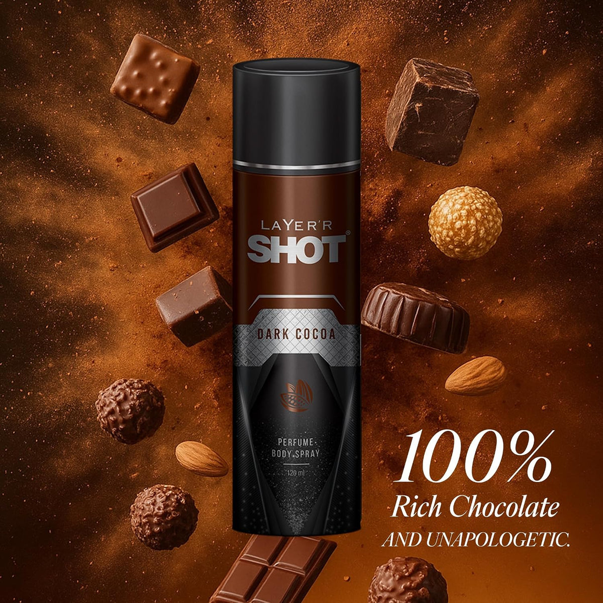Layer'r SHOT Dark Cocoa Deodorant Body Spray for Men 120ml