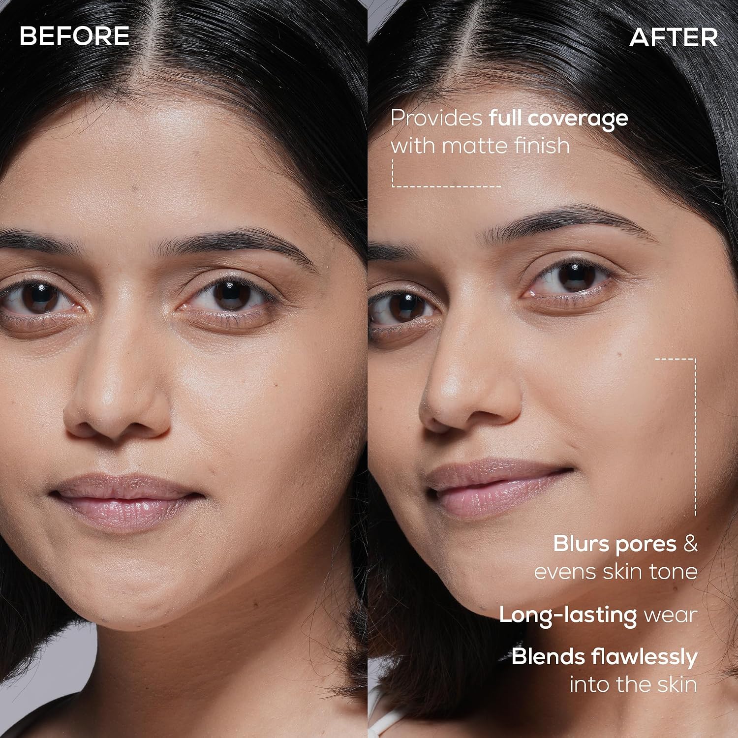 RENEE Bollywood Filter Blurring Liquid Foundation - Biscoff Blur | Full Coverage, Matte Finish | Blurs Pores & Blemishes | Hydrates & Evens Skin Tone | with Niacinamide & Hyaluronic Acid | 30ml