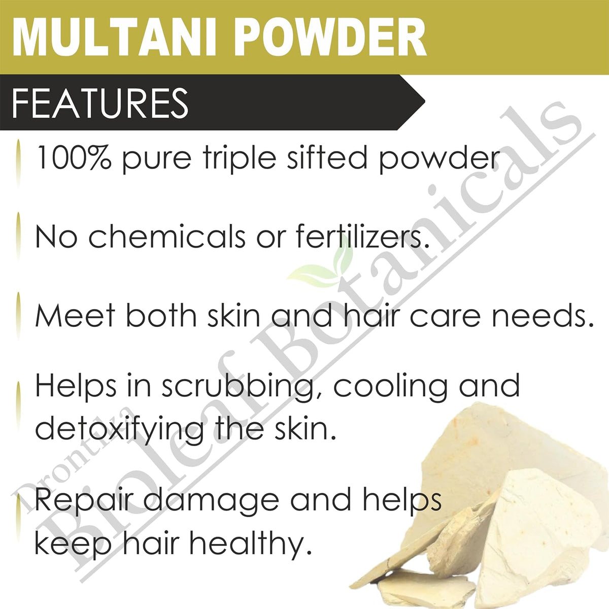 Bioleaf Botanicals Multani Mitti (Fuller’s Earth) | 100% Pure & Natural | For Deep Cleansing, Oil Control & Glowing Skin | Ideal for Face Packs & Acne Care | Ch