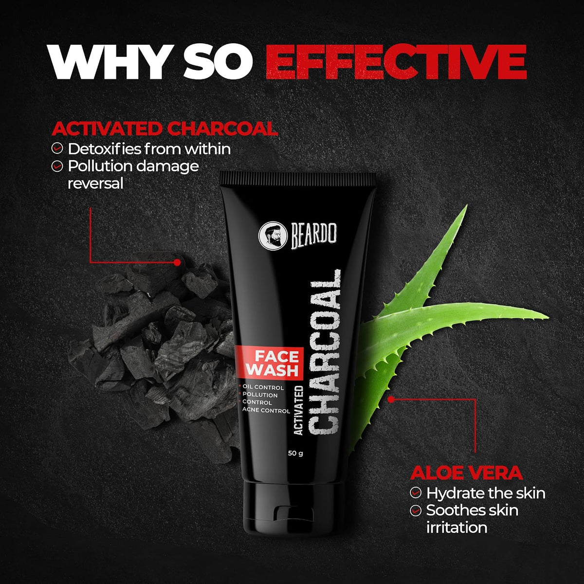 Beardo Charcoal Facewash, 50ml & Peel Off Mask, 50g| For Deep Pore Cleaning and Removes Dirt | Face Mask for Glowing Skin | Gift Hamper for Men | Rakhi Gift for