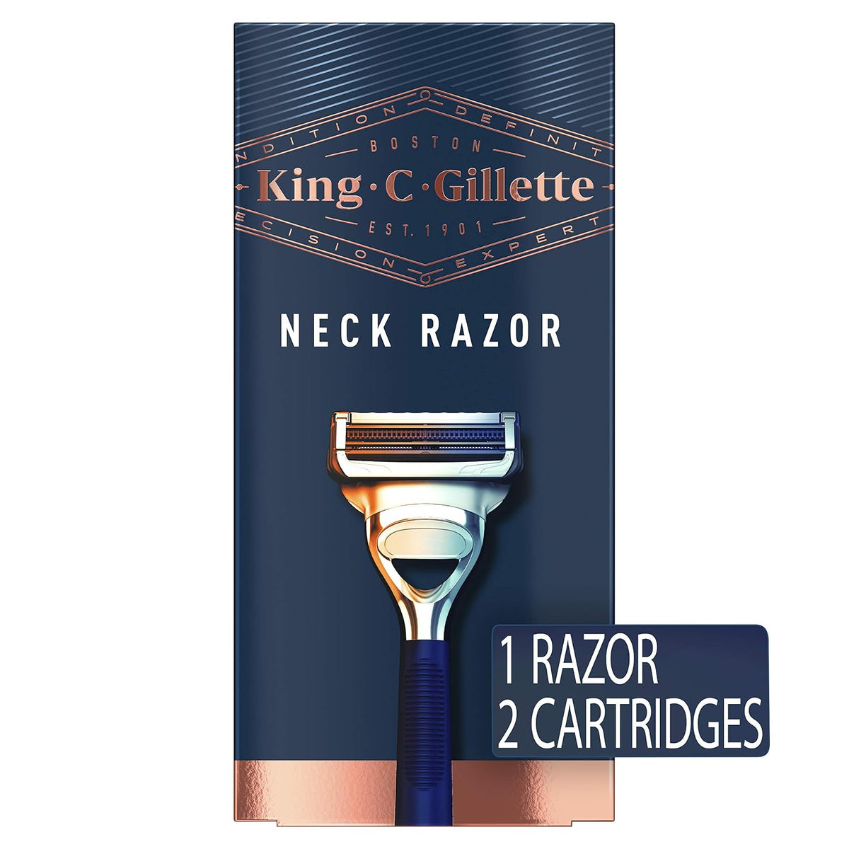 King C. Gillette Neck Razor, Handle plus 2 Blade Refills