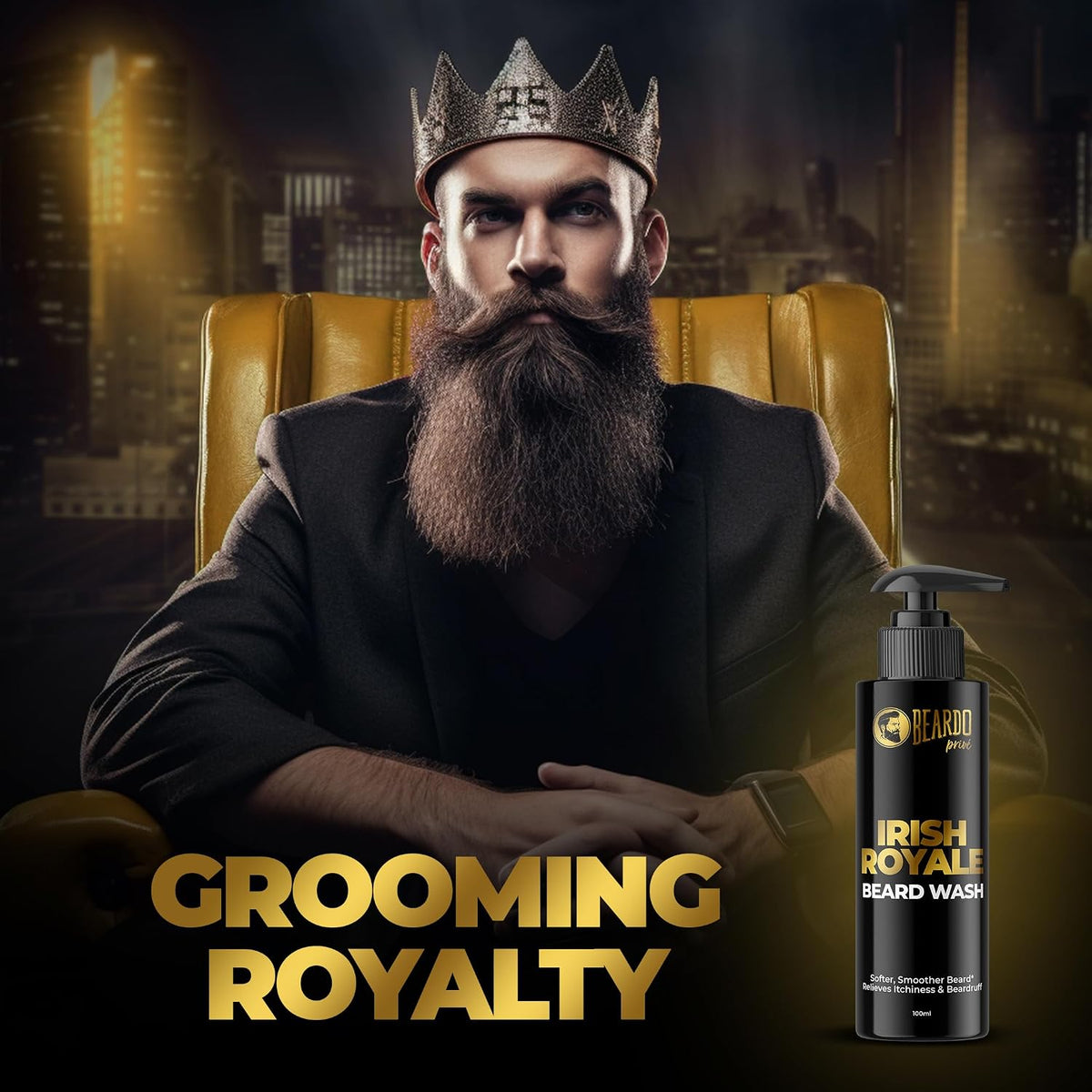 Beardo Irish Royale Prive Beard Wash For Men, 100 ml | Washes & Smoothens the Beard | Refreshing Aromatic After-Use Effect | Beard Cleanser and Conditioner for