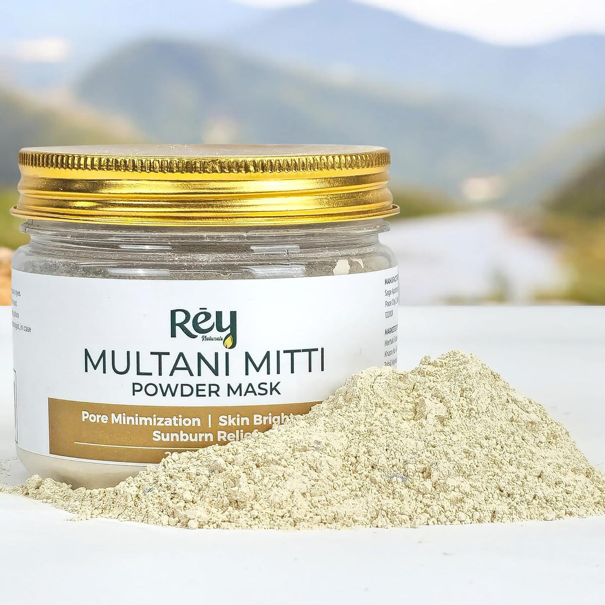 Rey Naturals Multani Mitti For Face - 200gm | Multani Mitti Powder For Face & Hair | Multani Mitti Face Mask For Pore Minimization | Detan Pack For Tan Removal