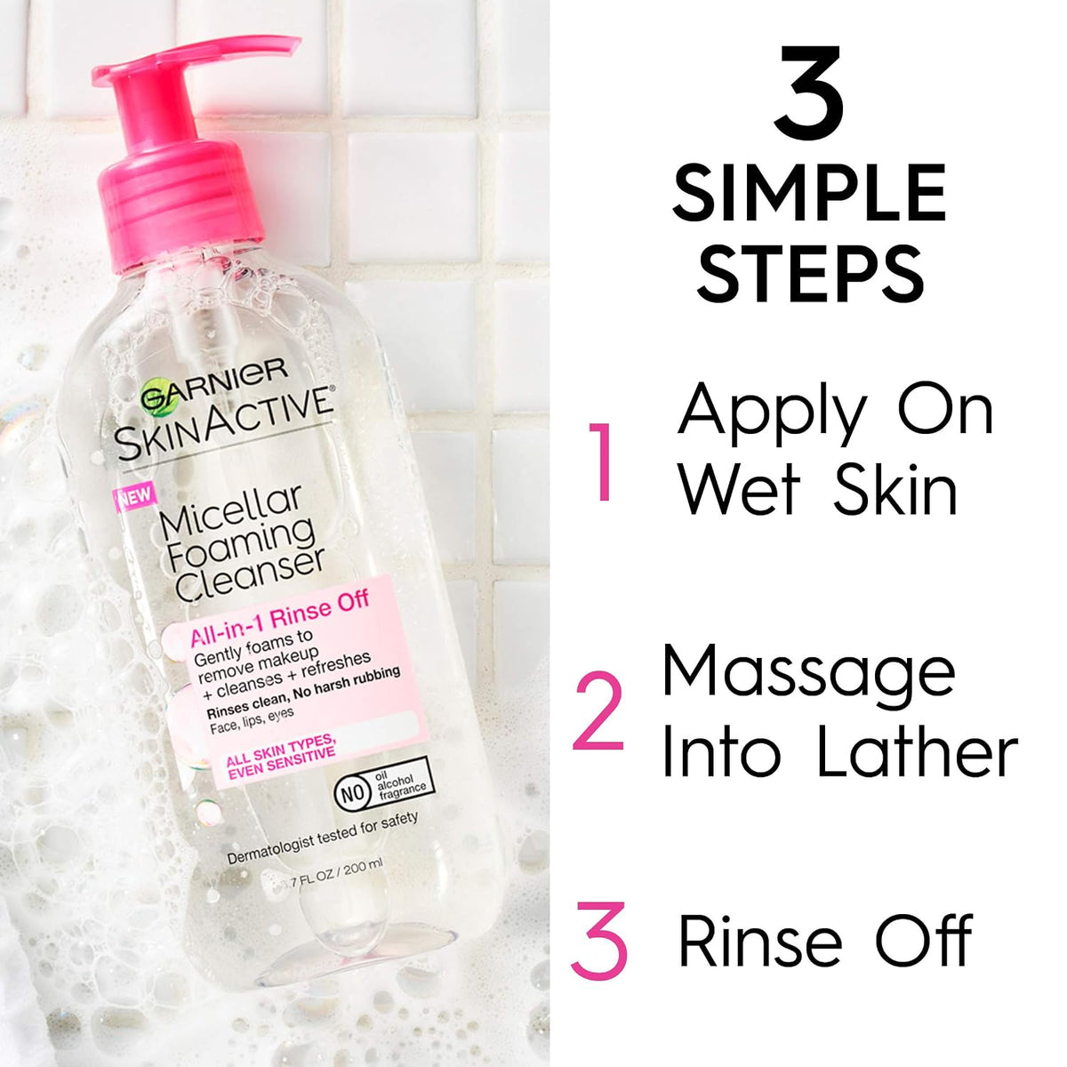 Garnier SkinActive Micellar Foaming Face Wash, 6.7 fl. oz.