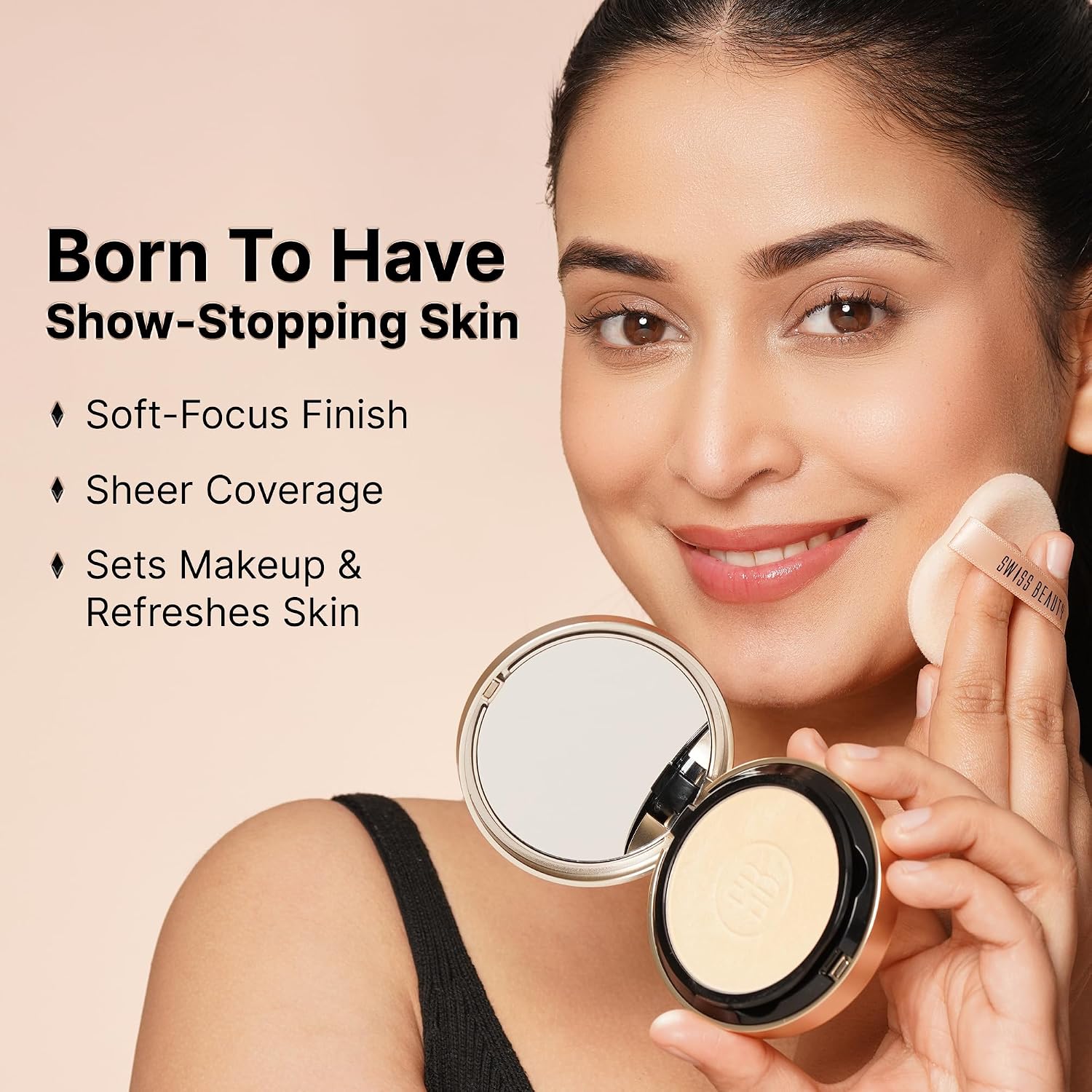 Swiss Beauty Select Born To Last Compact Powder | 3-in-1 Skin Perfection | Oil Control | Blurs Pores | Matte Finish | Fresh Makeup for hours | With Squalane & Vitamin E | 6.5g, Shade- 1. Bare Dawn