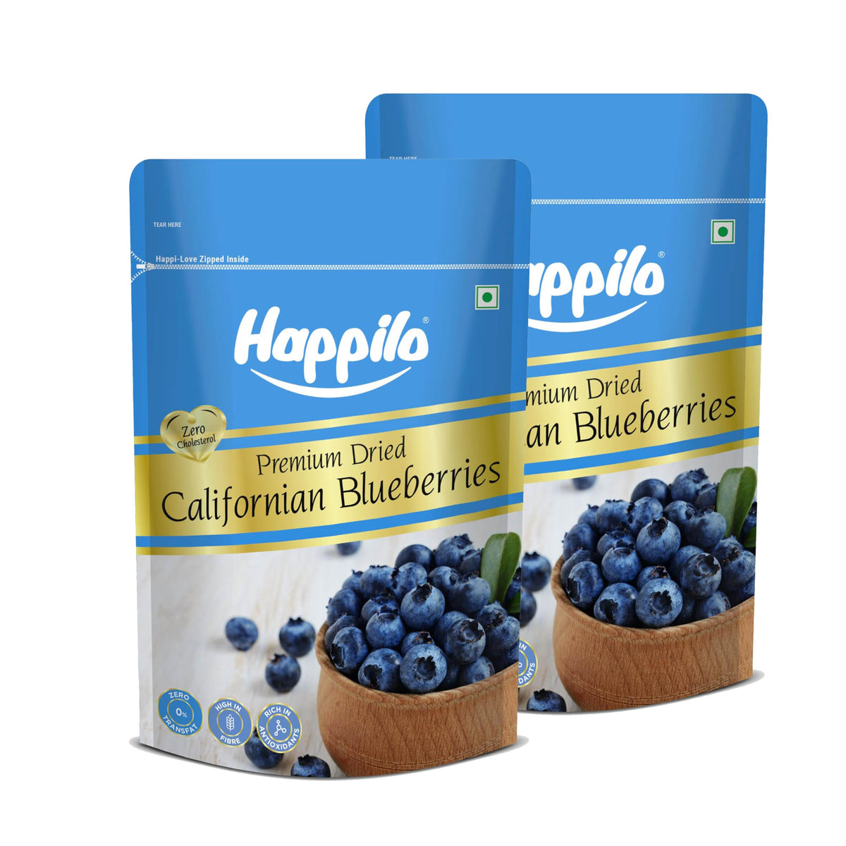 Happilo Premium Dried Californian Blueberries 150 g (Pack of 1) | Rich in Calcium and Vitamin K | Non-GMO & No Preservatives | Ideal For Snacking