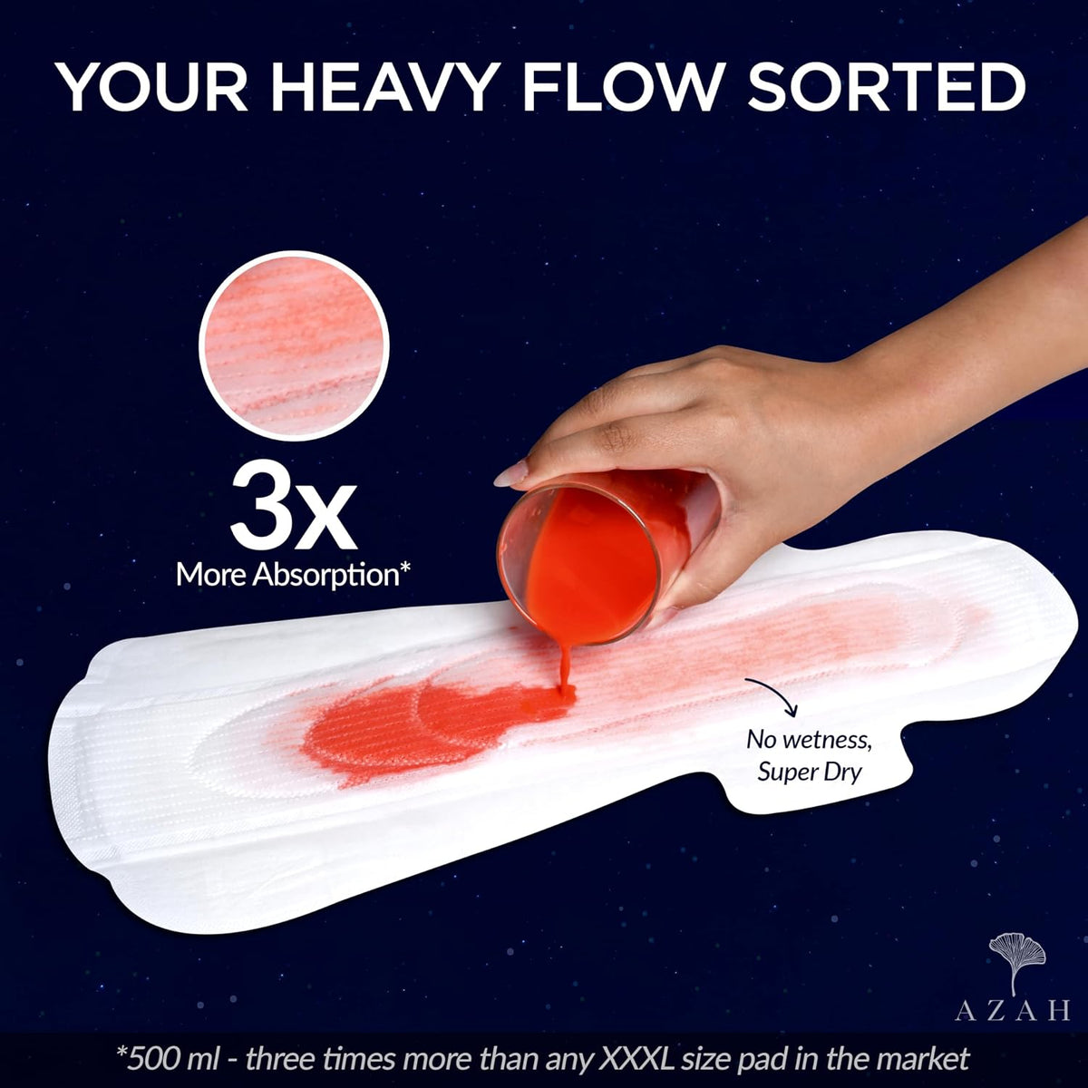 AZAH XXXL Sanitary Pads for Women for Heavy Flow | Pack of 12 Box of 12