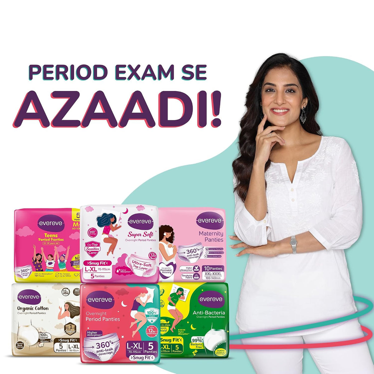 Evereve Period Panty For Girls & Women, (S-M), 10 Pcs, 360 Degree Coverage, 0% Leaks, High Absorbency For Heavy Flow, Maternity Delivery Pads, Postpartum & Over