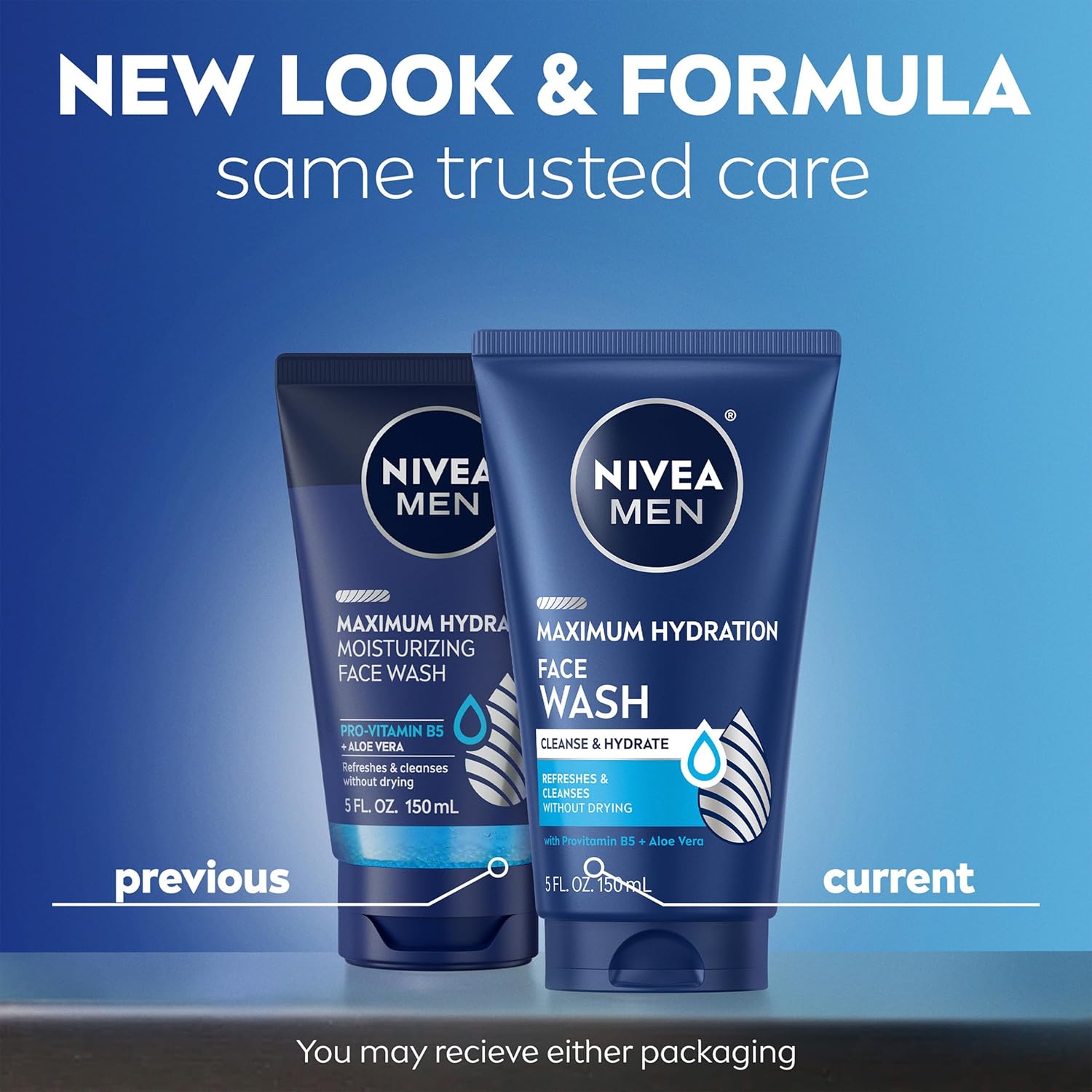 NIVEA MEN Maximum Hydration Face Wash, Face Wash with Provitamin B5 and Aloe Vera, Refreshes and Cleanses without Drying, 5 Fl Oz Tube