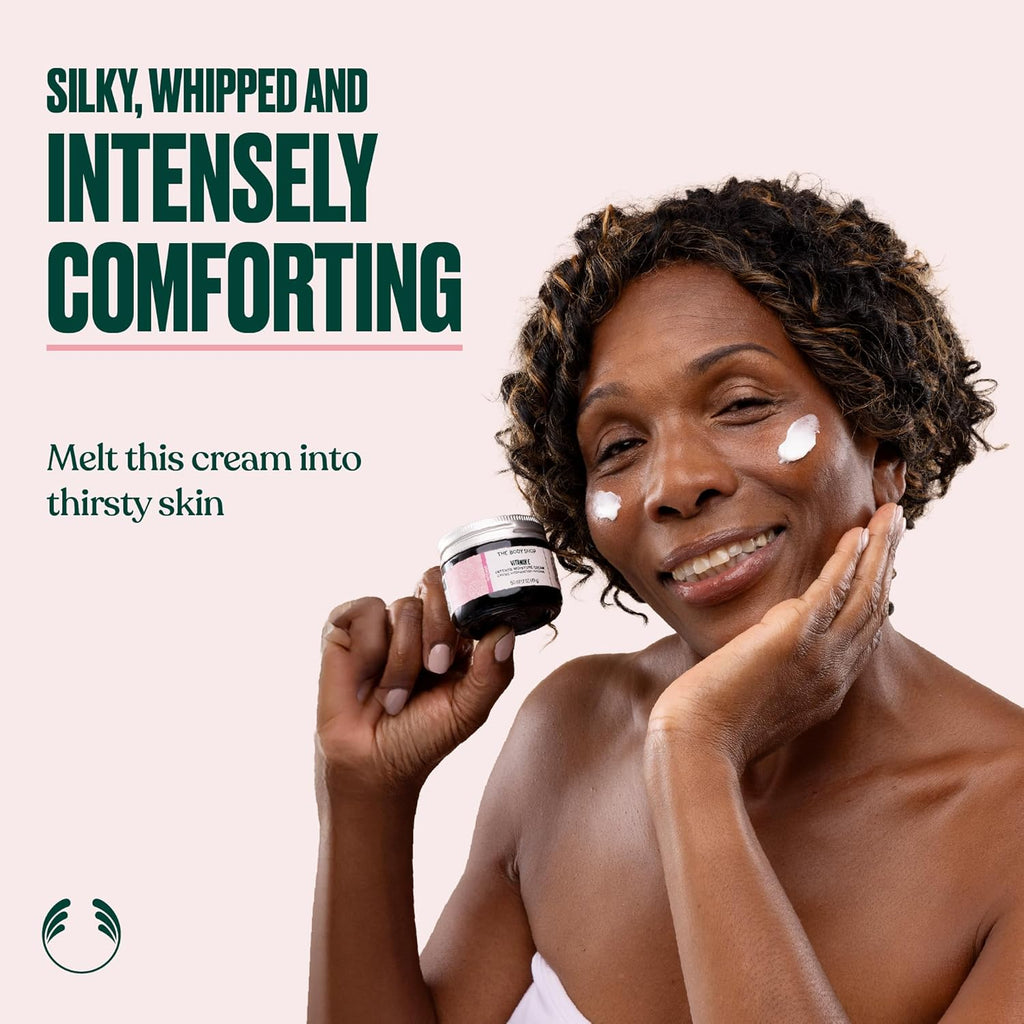 The Body Shop Vitamin E Intense Moisture Cream | 72hr Face Moisturizer with Hyaluronic Acid | Whipped Face Cream for Softer Smoother Skin, Vegan, 50 ml / 1.7 oz