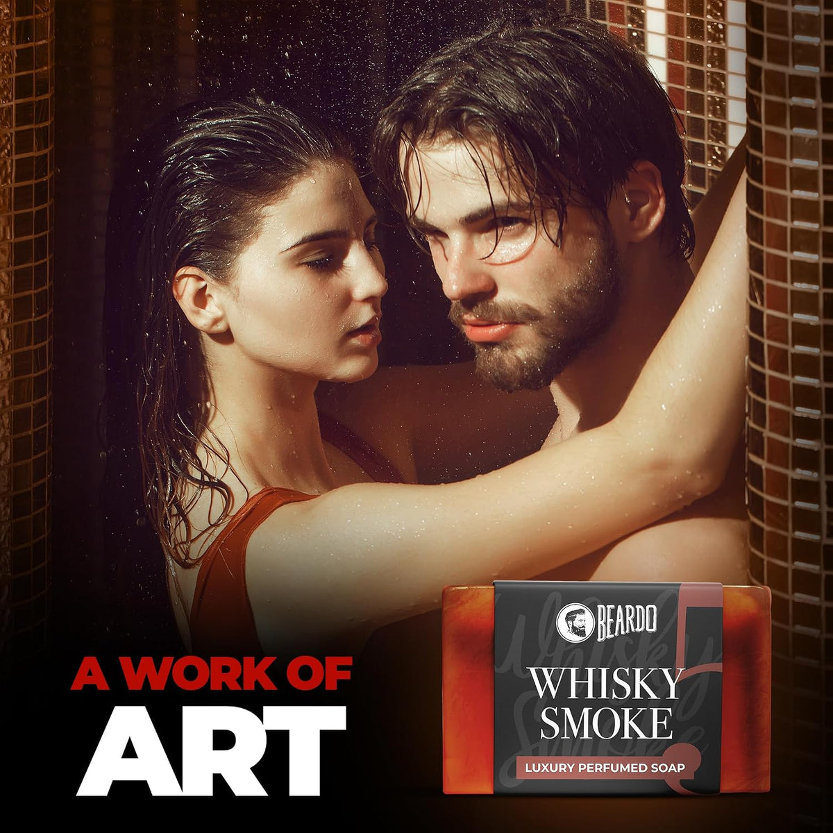 Beardo Whisky Smoke Perfumed Luxury Soap for Men, 75g | Deep cleanses skin pores | Repairs broken skin and Reduce Hyperpigmentation | Refreshing Fragrance all d