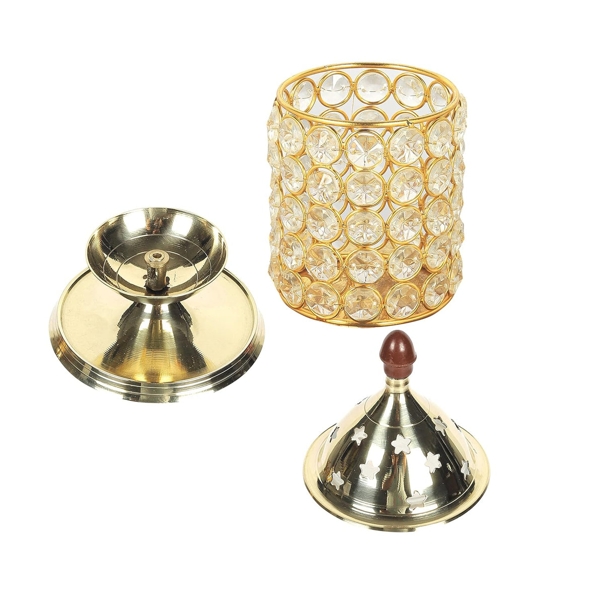 Klassic 4.5 Inch Swastik Akhand Diya with Borosilicate Glass Shade | Pure Brass Oil Lamp for Mandir, Daily Puja, Pooja Room, Diwali, Prayer, Wick Holder Festive