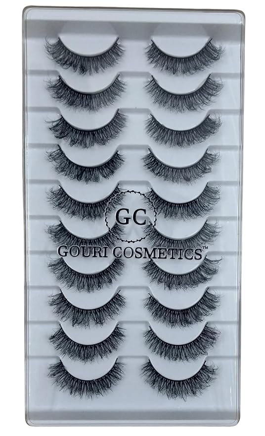 GOURI COSMETICS™ 3D FALSE EYELASHES - False Eyelashes for Women - (10 Pair Pack) TM10 204