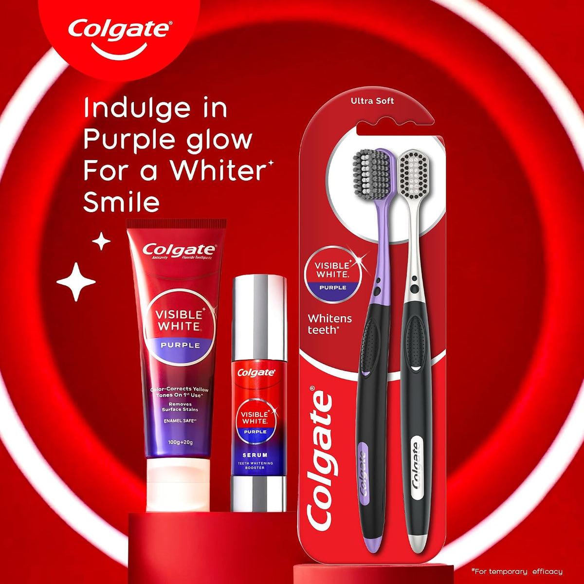 Colgate Visible White Purple Toothpaste for Teeth Whitening, Colgate Toothpaste with Fluoride, Tooth Paste Helps Remove Surface Stains, Whitens Yellow Teeth, En