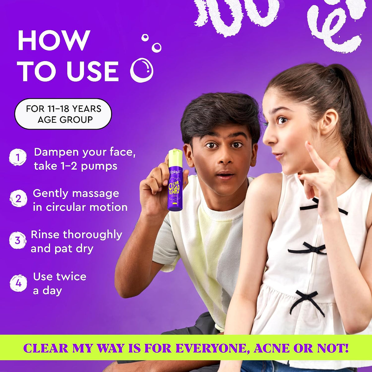 YPlayZ Pimple Face Wash for Teens 11+ with Salicylic Acid for Oily Skin