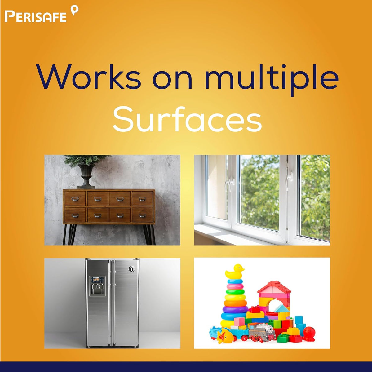 PERISAFE Multipurpose Disinfectant Wipe For Surfaces & Skin-100 Wipes | 100% Biodegradable Wipes | Antibacterial | 2-IN-1- Kills Germs & Cleans Tough Messes 1 c