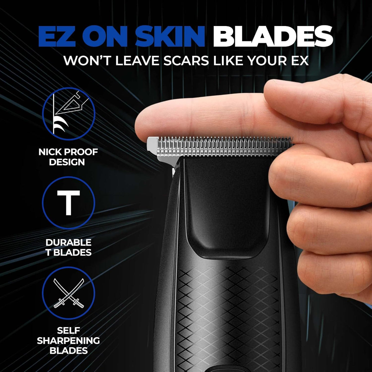 Beardo EZ Ape-X Beard Trimmer for Men | Trimmer for Gen Z | 110 Mins Runtime | 7000 RPM Powerful Motor | Multiple Length Settings | Durable Trimmer Black Apex E