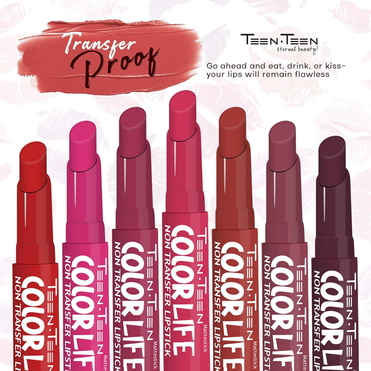 TEEN.TEEN Color Life Nontransfer Crayon Lipstick | Matte Finish with Built-in Primer | Waterproof & Long Lasting Lip Color | Smudge-Proof, Fade-Resistant Formul