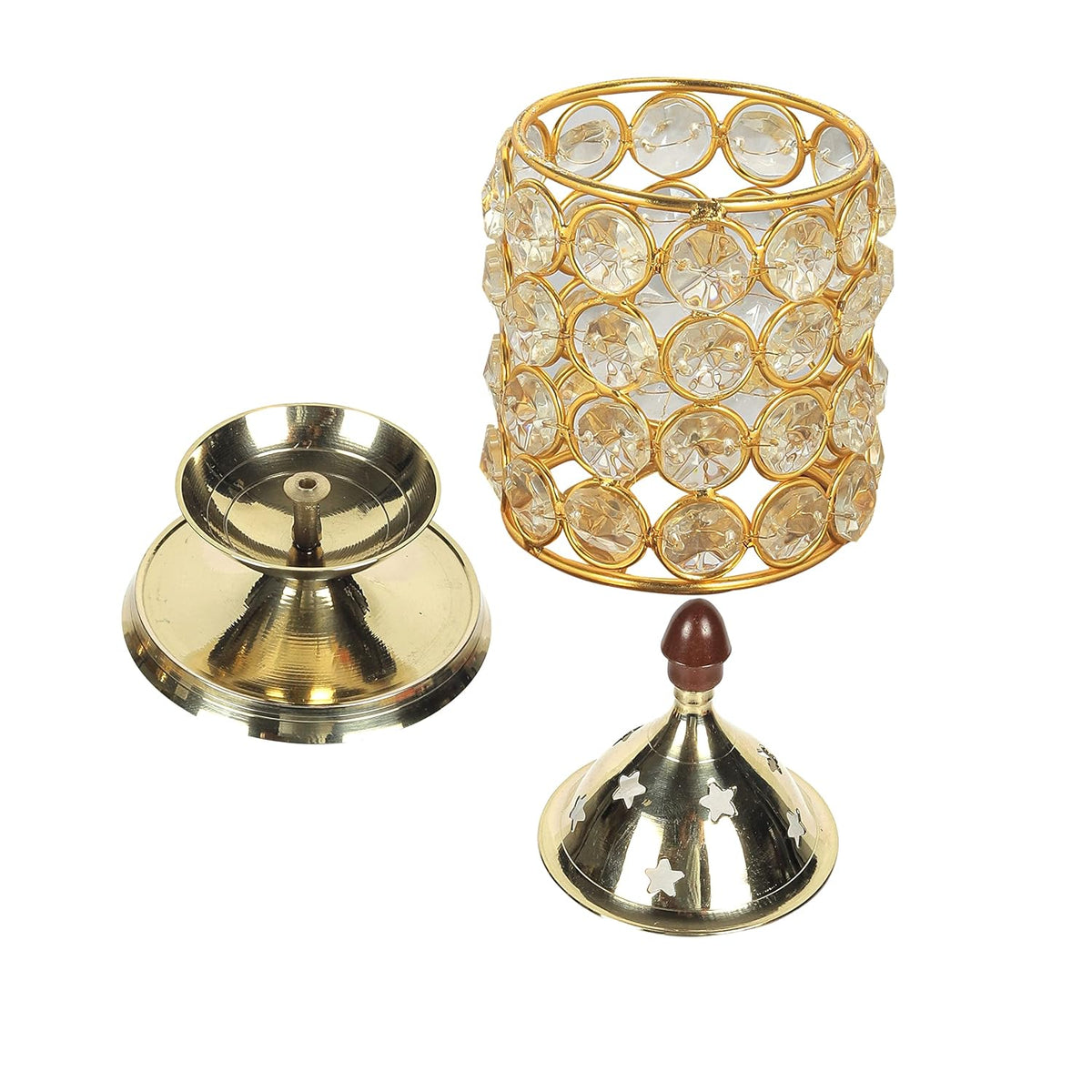 Klassic 4.5 Inch Swastik Akhand Diya with Borosilicate Glass Shade | Pure Brass Oil Lamp for Mandir, Daily Puja, Pooja Room, Diwali, Prayer, Wick Holder Festive