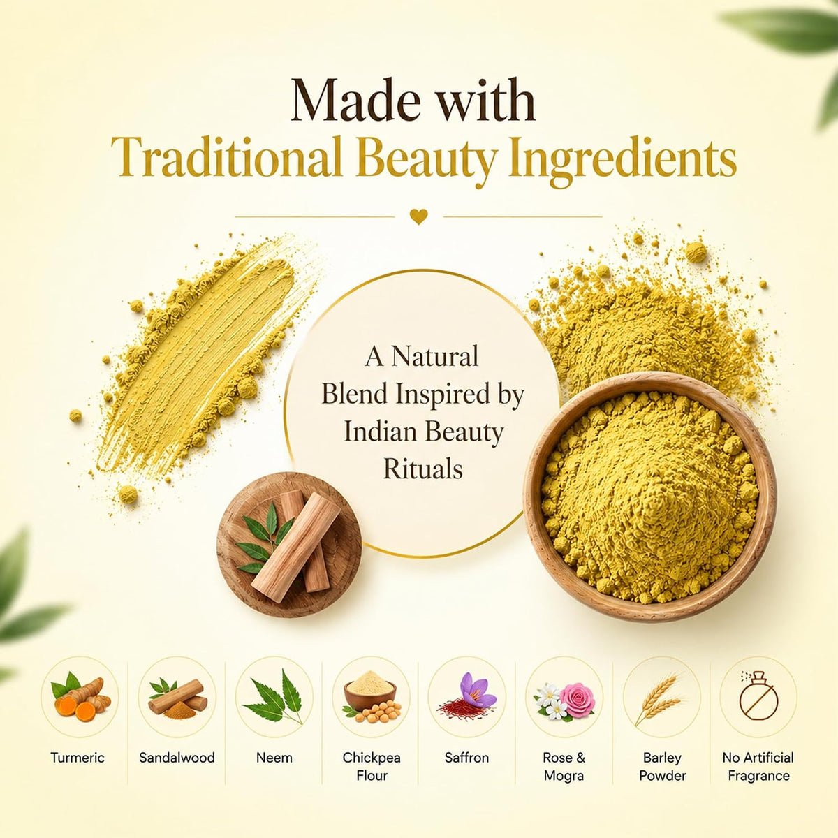 Mi Nature Ubtan Face And Body Pack|Turmeric,Barley,Chickpeas,Neem,Sandalwood,Mogra Flower,Saffron And Rose Petal|Remove Acne|Pure & Natural Traditional Skincare