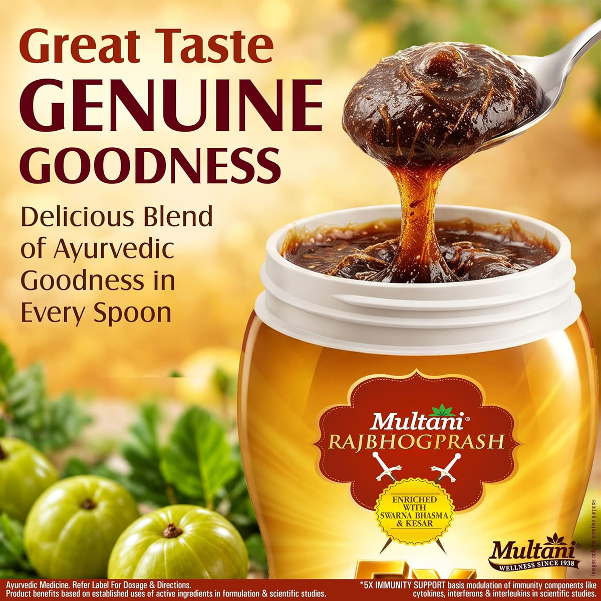 Multani Rajbhogprash 2kg | Ayurvedic Health Rajbhogprash with Swarna (Gold), Chandi, Kesar, Chandan, Amla & 27 Ayurvedic Herbs | Supports Immunity, Strength, St