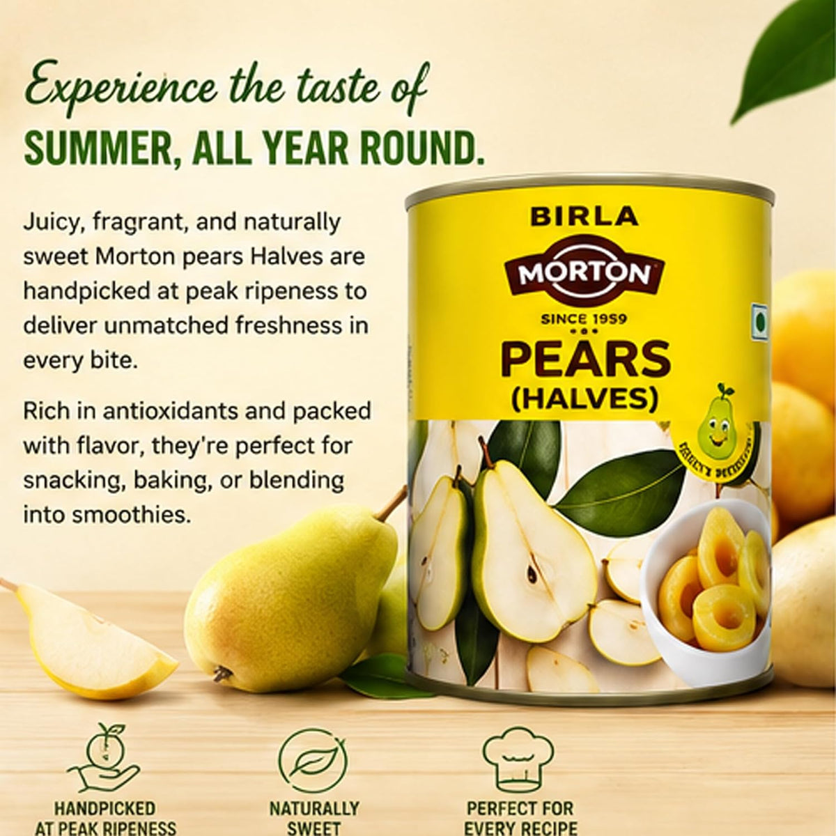 Morton By Birla Pears Halves 850 Gm Pack of 2 850 g (Pack of 2)