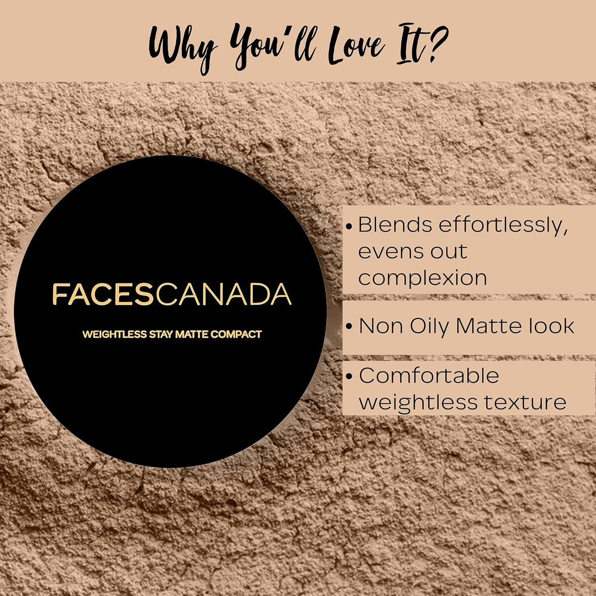 FACES CANADA Full Cover Glam Combo - Strobe Cream - Rose Gold (18 ml) + Weightless Stay Matte Compact Powder - Natural 02 (9 gm) - Hydra Matte Foundation - Abso