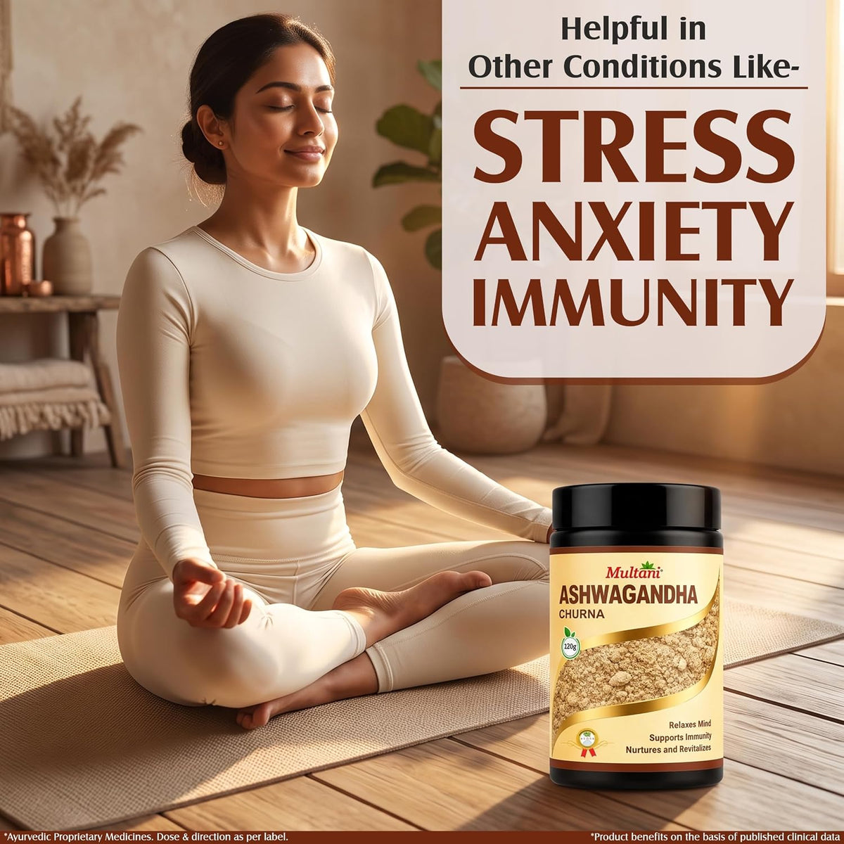 Multani Ashwagandha Churna 120 gm (Pack of 2) | Pure & Natural | Helpful In Stress Relief, Energy & Immunity | Ayurvedic Adaptogen | Withania Somnifera 120 g (P