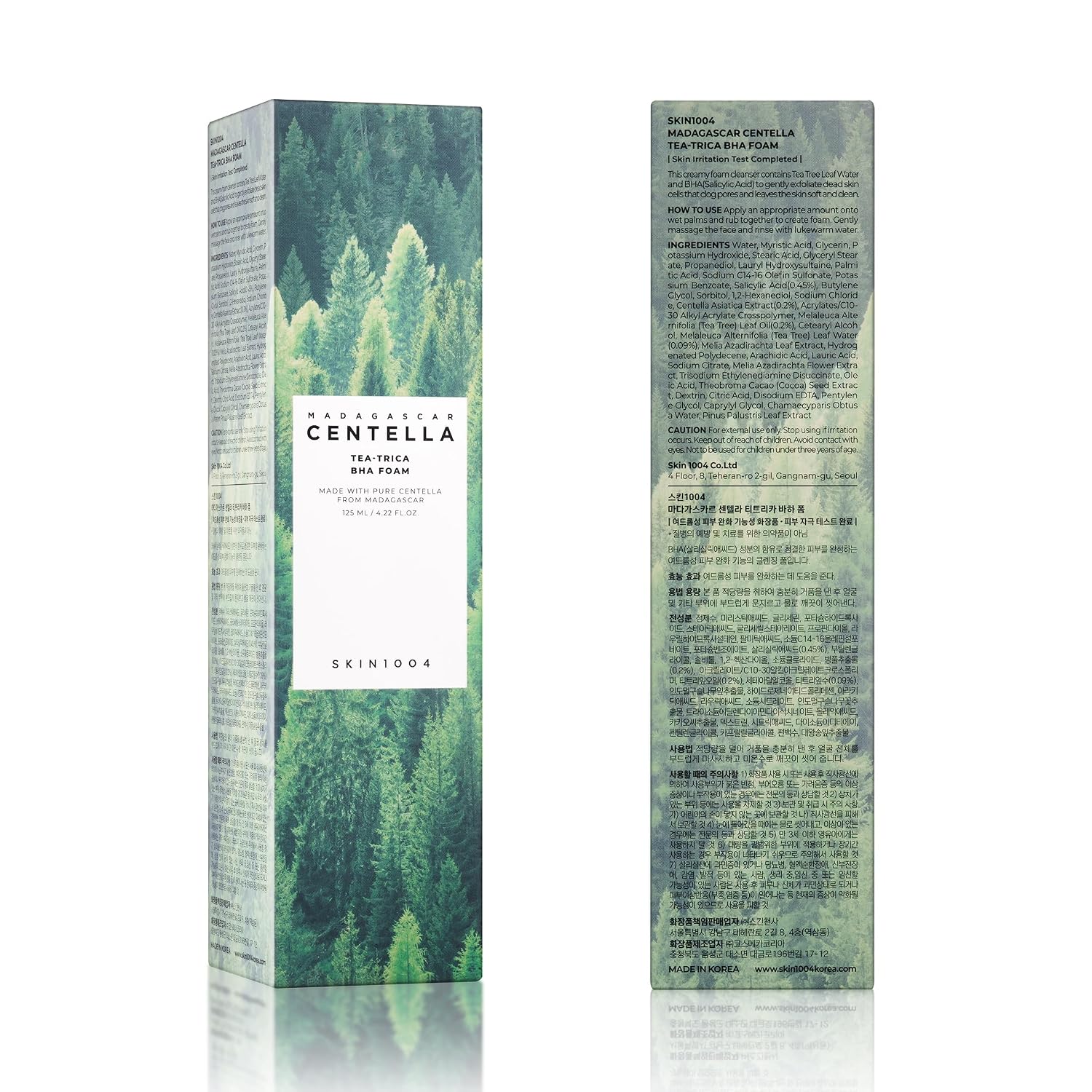 SKIN1004 Madagascar Centella Tea‑Trica BHA Foam Cleanser | Gentle Exfoliating Face Wash, 125 ml