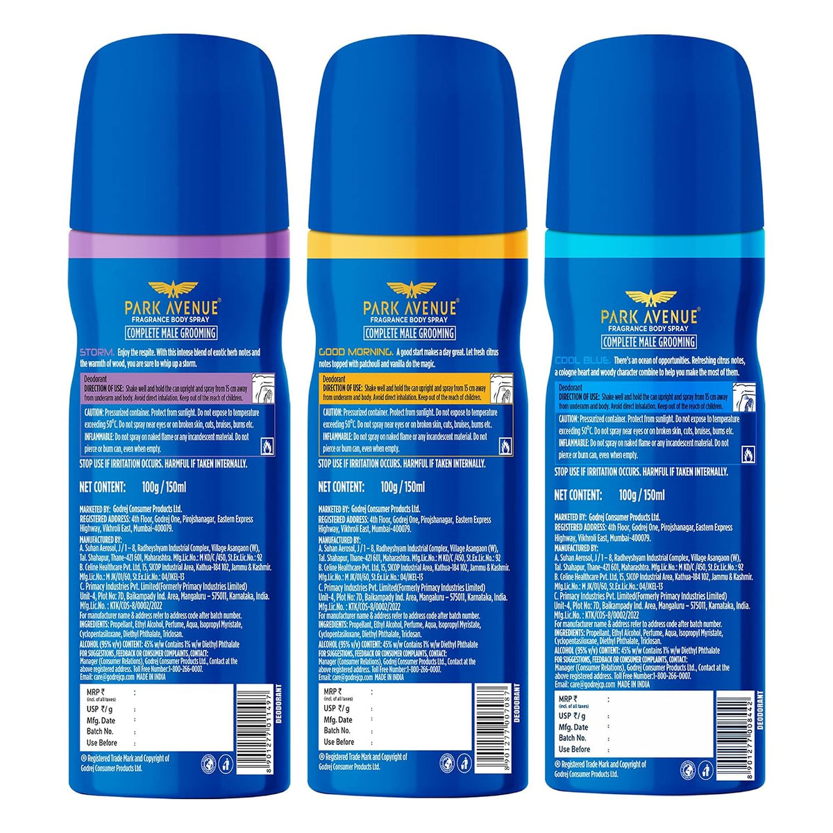 Park Avenue Original Deodorant Set For Men 150ml Each (Combo Of 3)
