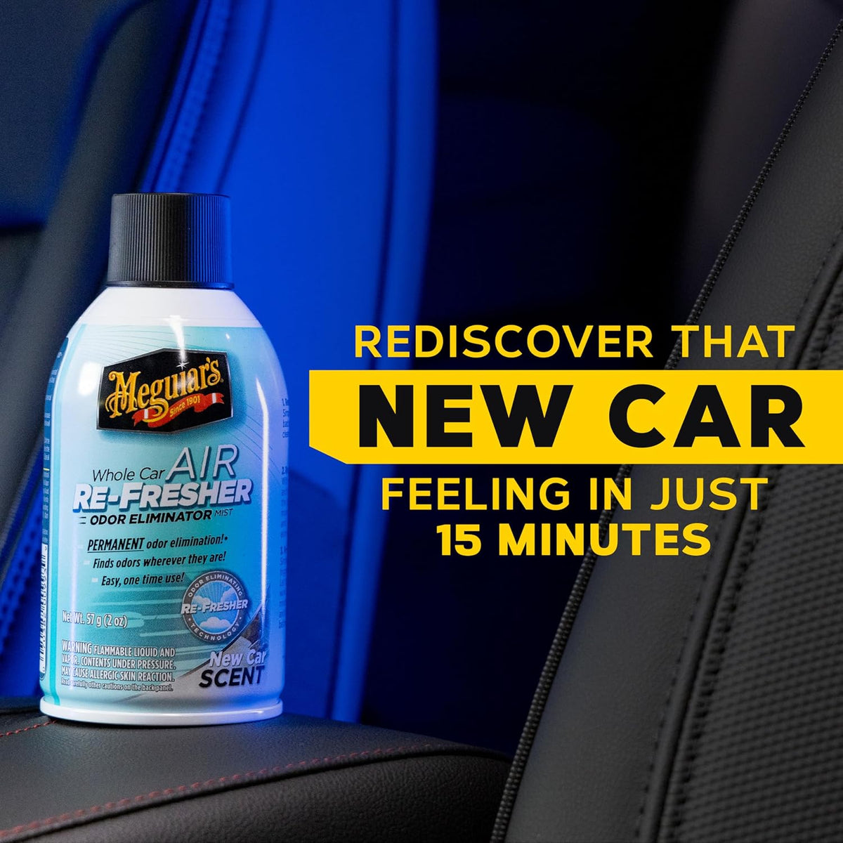 Meguiar's® Whole Car Air Re-Fresher | Eliminates permanent Odour | produces new car scent | One time solution for removing any strong odour