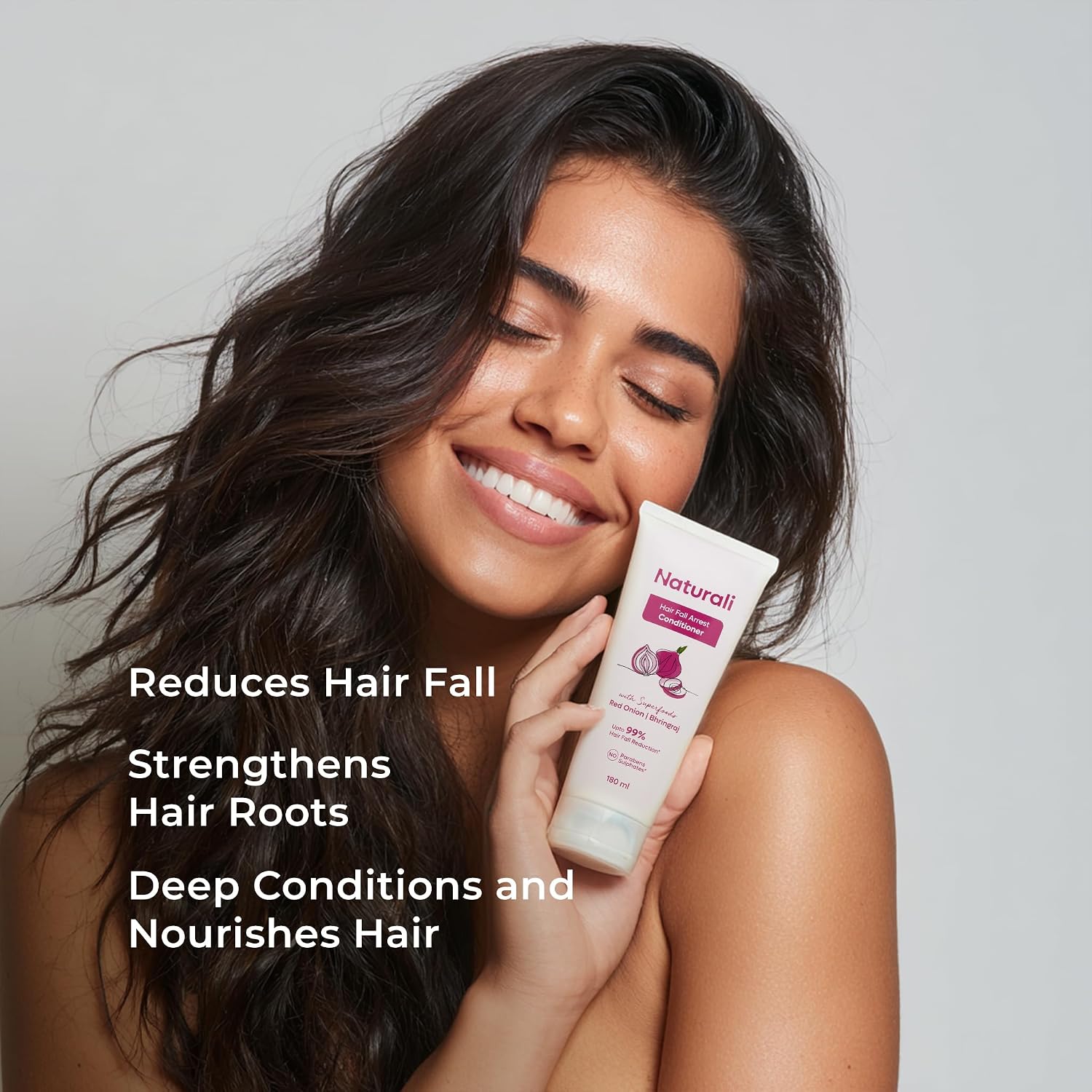 Naturali Hairfall Arrest Conditioner with Red Onion & Bhringraj | Sulphate & Paraben-Free Conditioner For Women & Men | Tames Dry, Frizzy Hair | Nourishes, Detangles & Strengthens Hair |180 ml