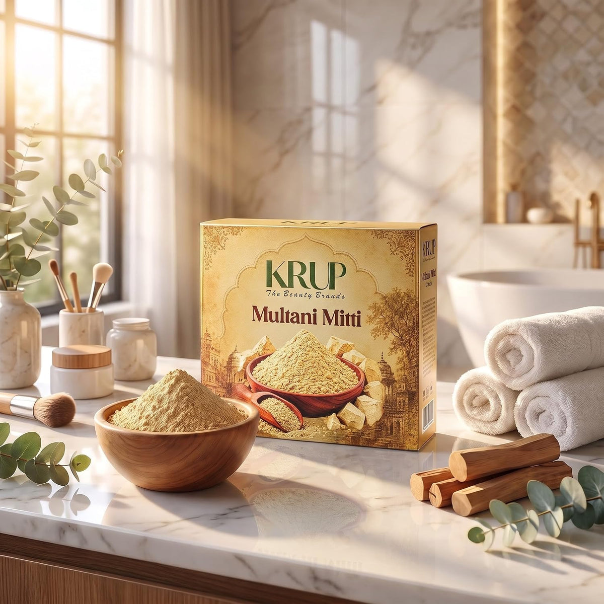 KRUP Multani Mitti Powder 200g | Pure Fuller’s Earth Face Pack for Oily Skin | Natural Clay Face Mask for Deep Cleansing, Oil Control & Fresh Looking Skin | Her