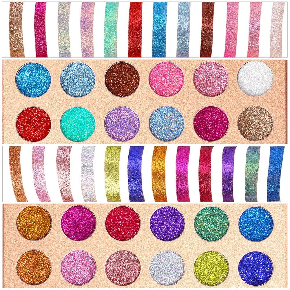 Delanci - Pressed Chunky Glitter Eyeshadow Palette 24 Color