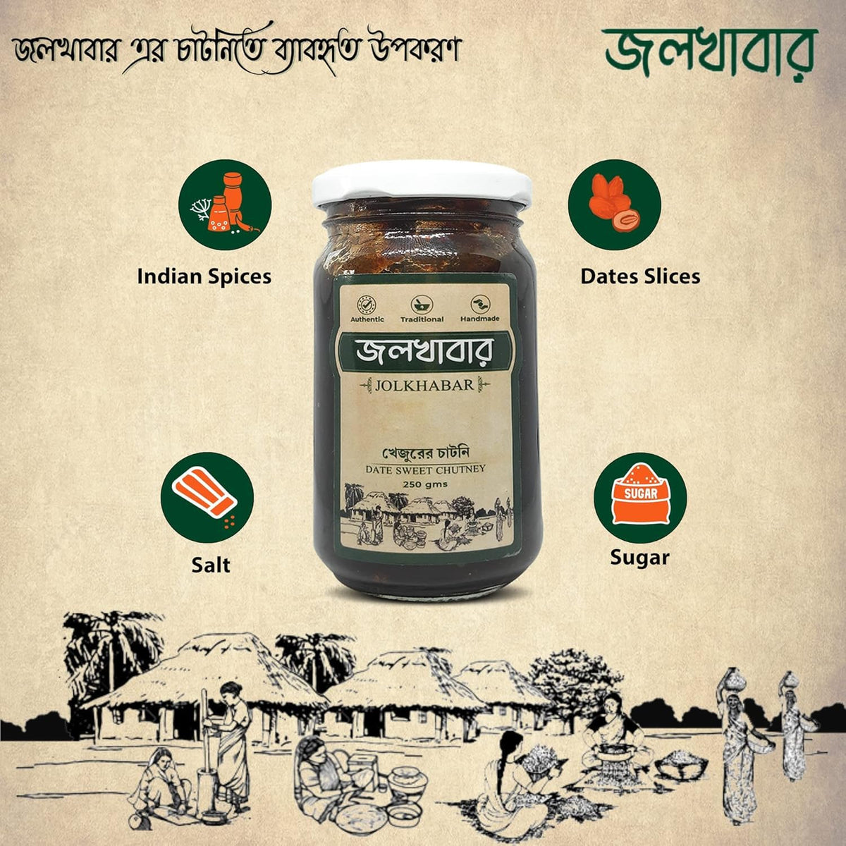 JOLKHABAR | KHEJUR Misti Chatni n Aam Misti Chatni | 500gm Pack - Date Sweet Chutney n Mango Sweet Chutney | Bengali Misti Chutney | Authentic Traditional Handm