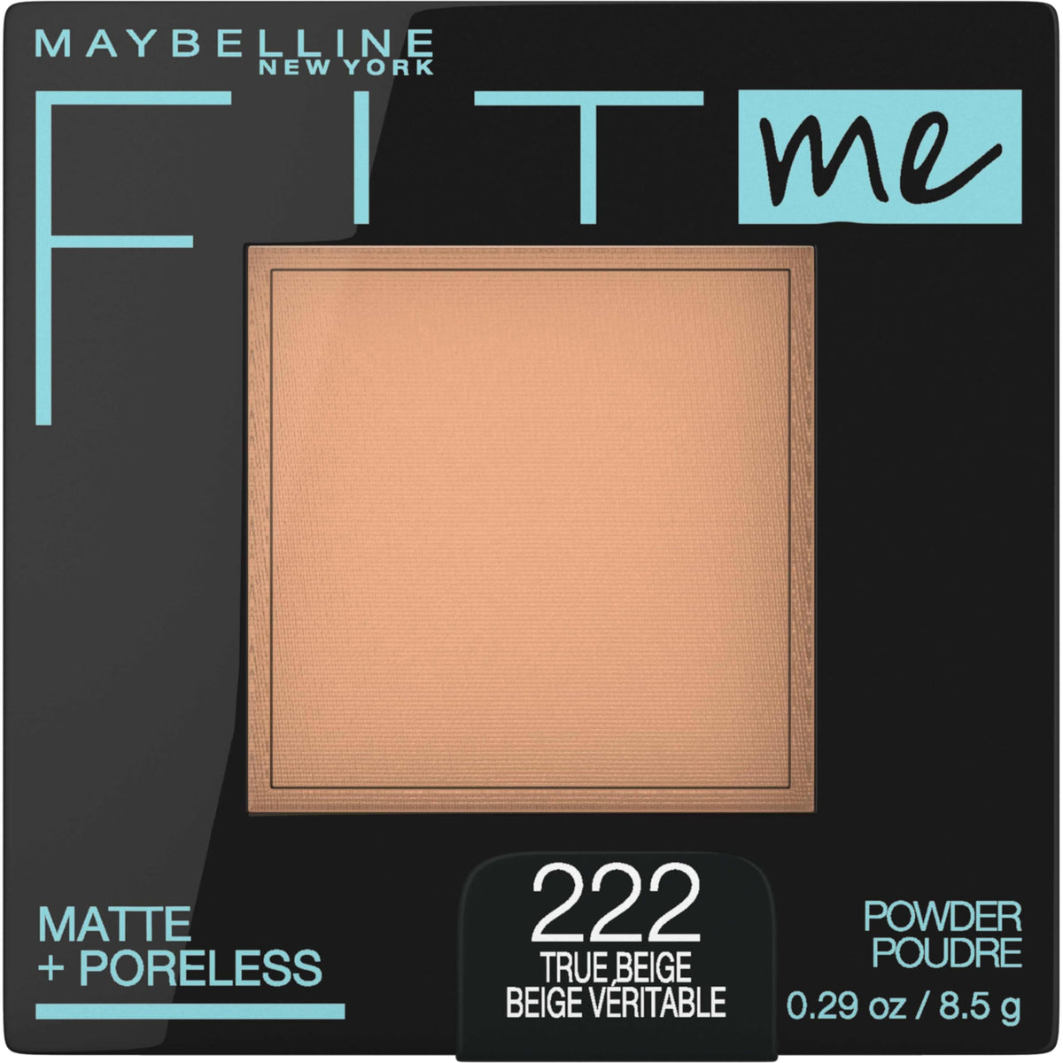 Maybelline Fit Me Matte + Poreless Pressed Face Powder Makeup & Setting Powder, True Beige, 1 Count 222 TRUE BEIGE 0.29 Ounce (Pack of 1)