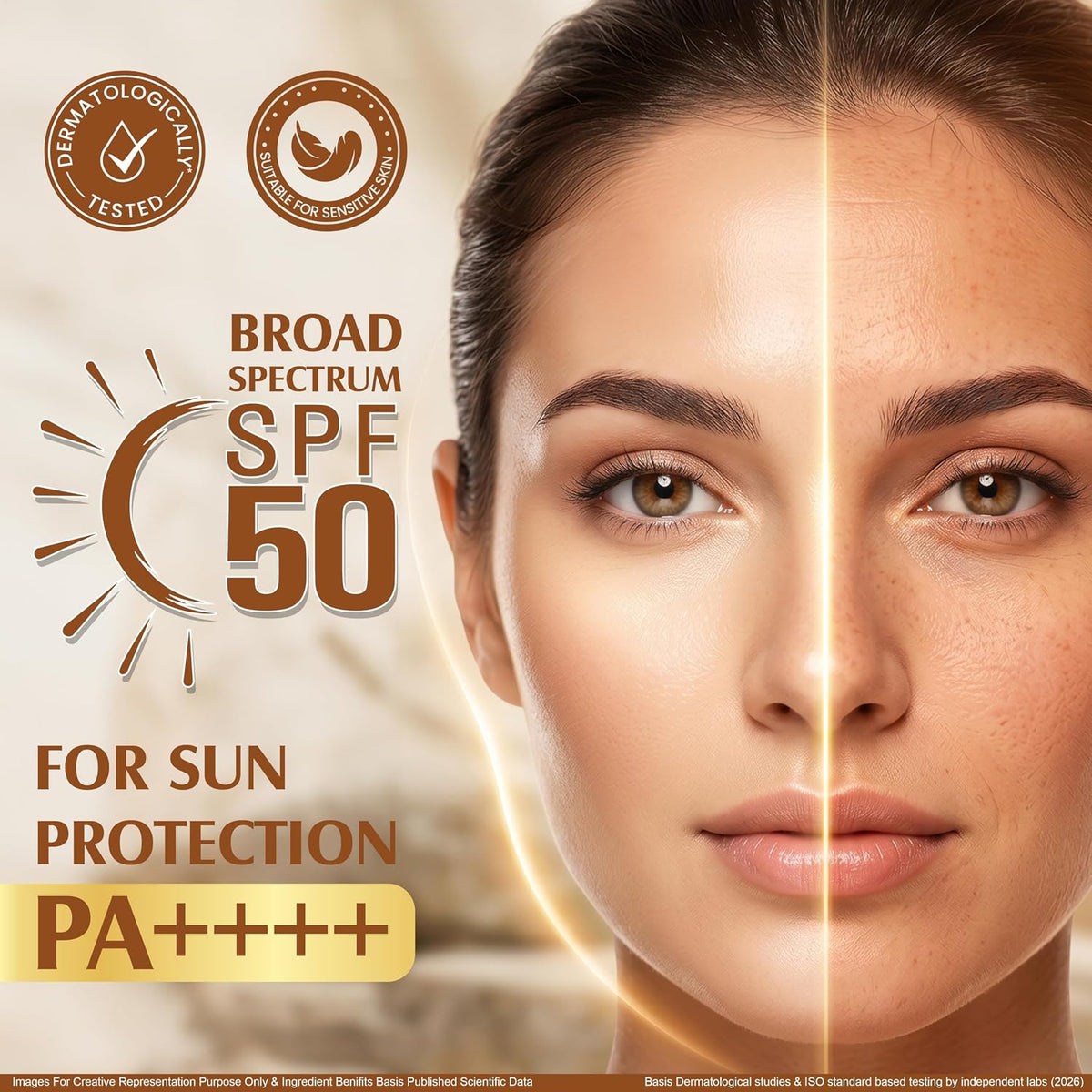 Multani Natural Sunscreen SPF 50 PA++++ (100 ml) | Lightweight & Non-Greasy | No White Cast | Broad Spectrum & UV Protection UVA/UVB | Clinically Tested | For A