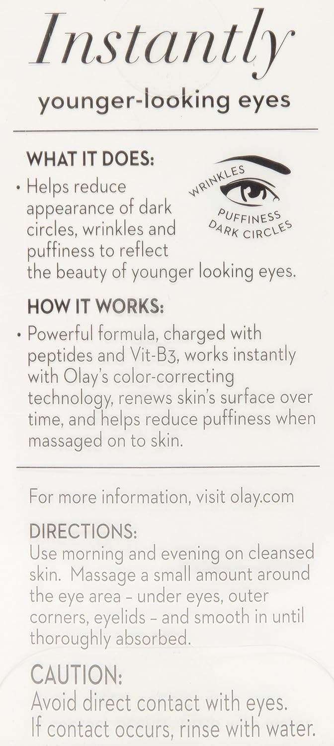 Olay Ultimate Eye Cream | Reduces Dark Circle, Wrinkles and Puffiness | With Peptides and Niacinamide l Normal, Oily, Dry & Combination Skin l Paraben & Sulphat