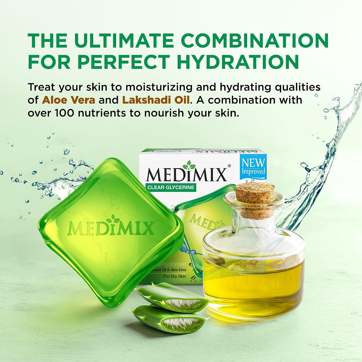 Medimix Clear Glycerine Soap for Dry Skin Infused with Lakshadi Oil Aloevera 3+1 100g 100 g (Pack of 4)