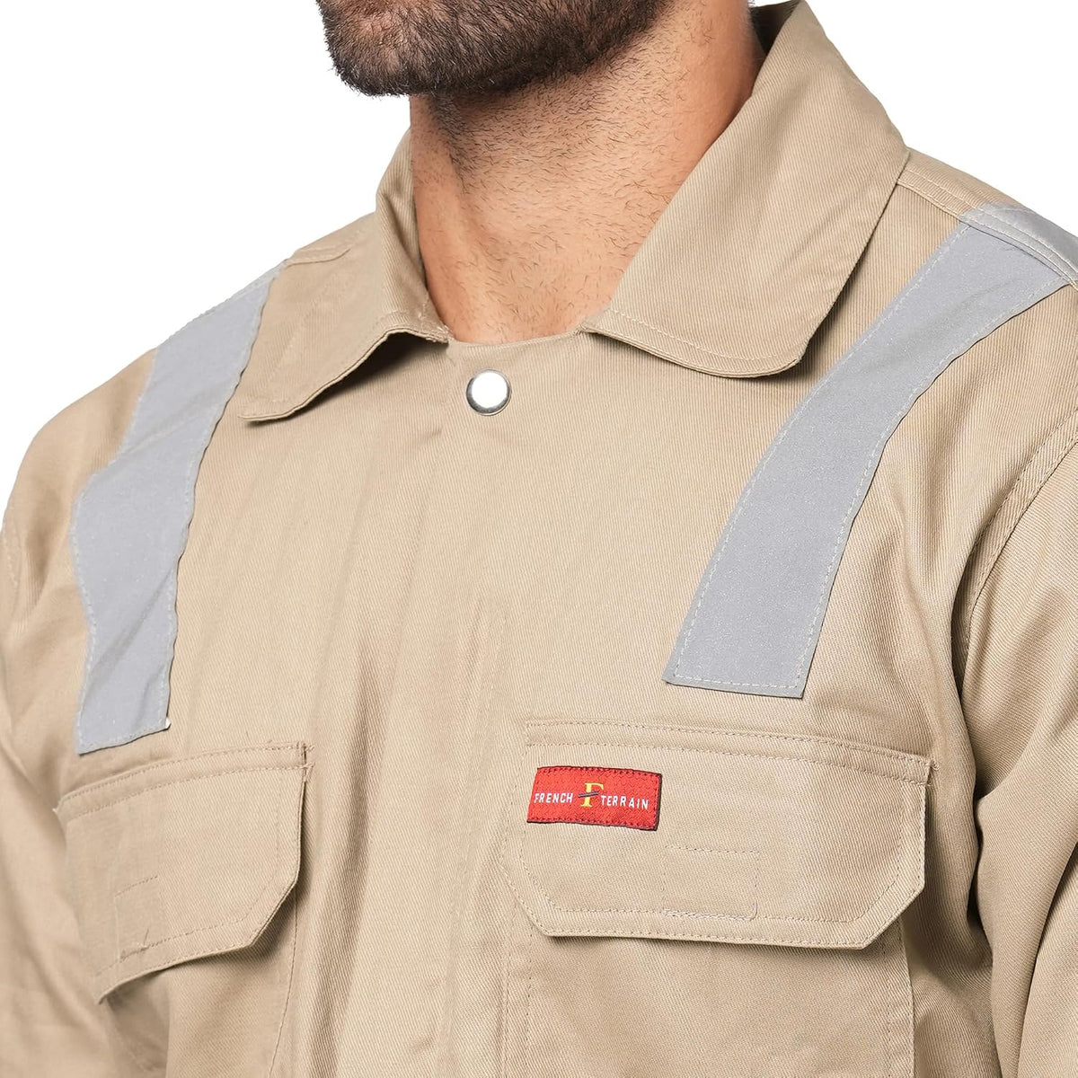 Men's 100% Cotton Industrial Boiler Suit Workwear Coverall with Multiple Pockets and High Visibility Reflective Tape, Smart Fit, 200 GSM, Navy Blue, Size 50 (5X