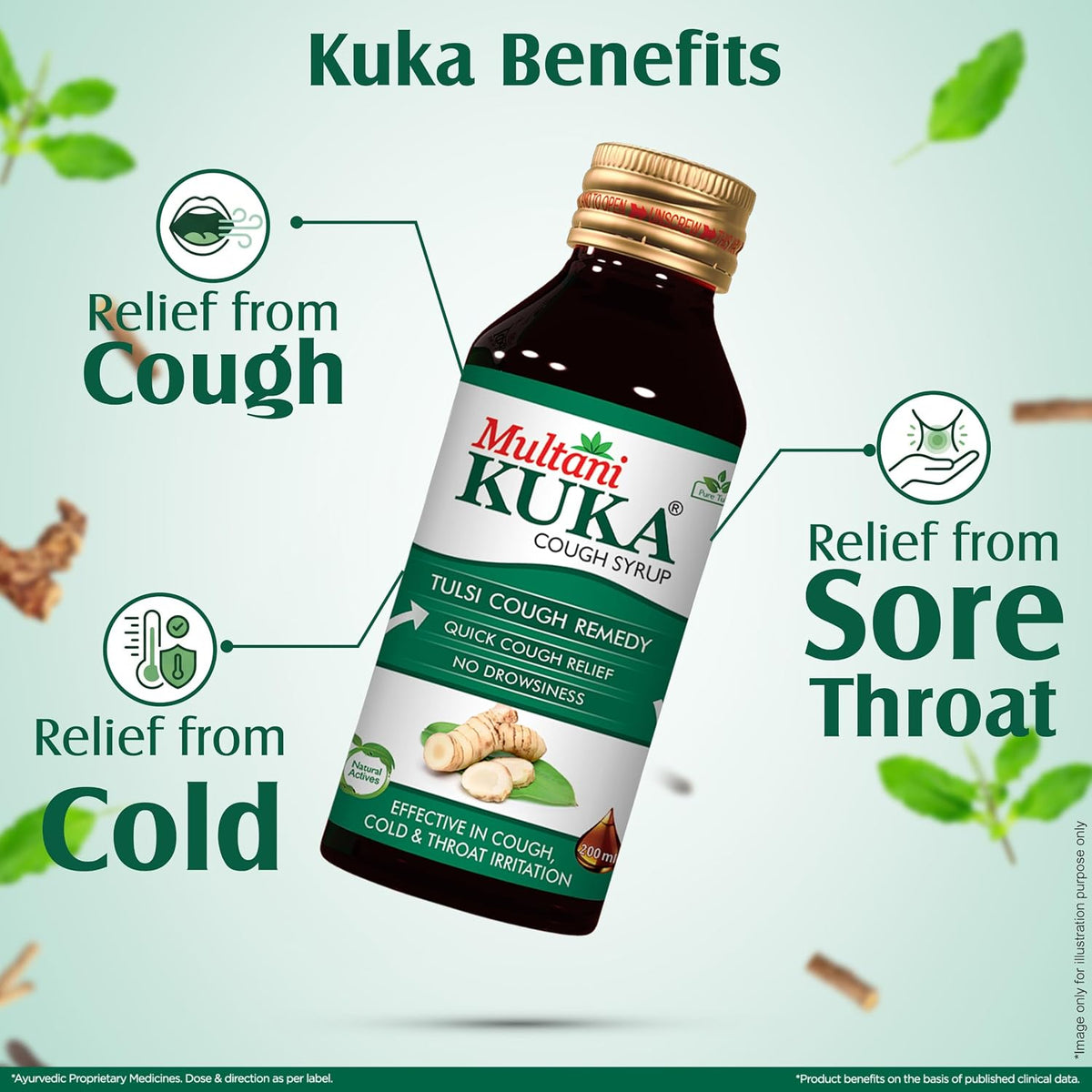 Multani Kuka Cough Syrup 200ml | Get Ayurvedic Relief from Throat Issue, Chest Congestion, All Types Of Cough & Cold | Goodness Of Tulsi, Pippali, Satpudina & O