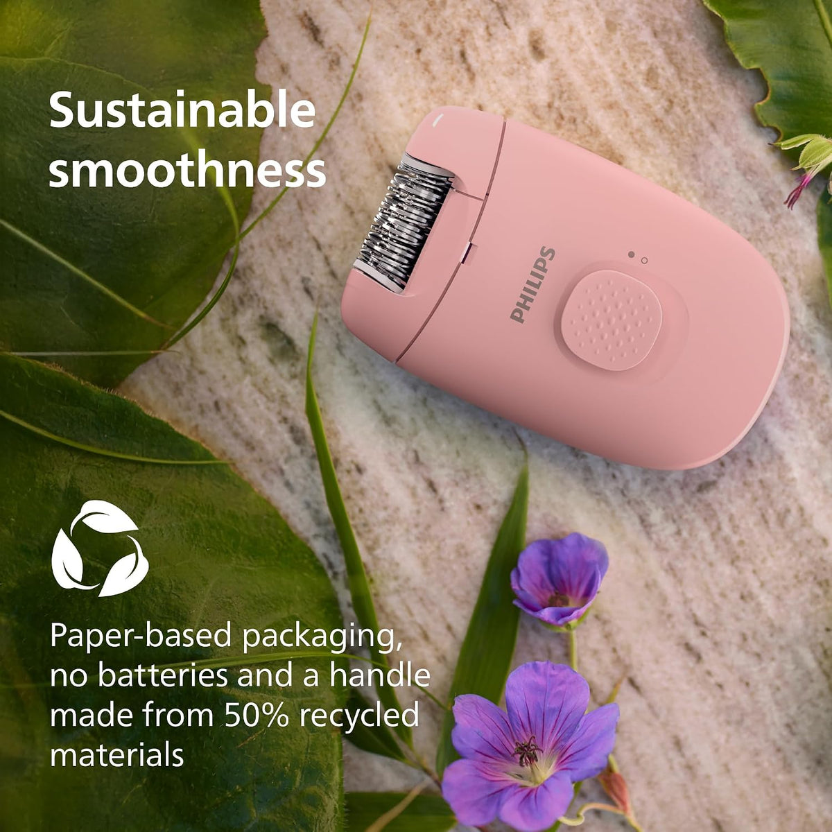 Philips Epilator Series 2000, Corded Epilator for Legs and Body, Hair Removal Device for Women, Model BRE227/00 Soft Blossom