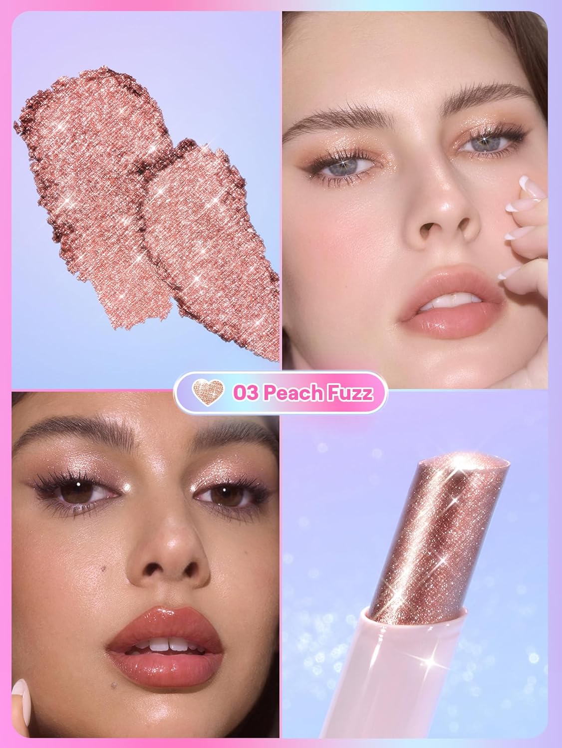 SHEGLAM Crystal Jelly Glaze Stick for Eyeshadow-03 Peach Fuzz