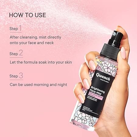 Quench - Brightening Face Mist Toner for Glowing Skin with Cherry Blossom & Hyaluronic Acid Instantly Hydrates & Brightens Skin (100ml)