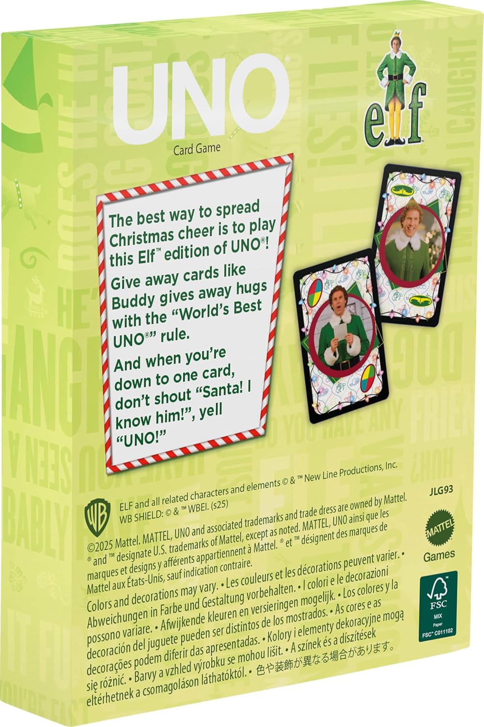 Mattel Games UNO Fandom Elf Card Game, Ages 7+, 2-10 Players