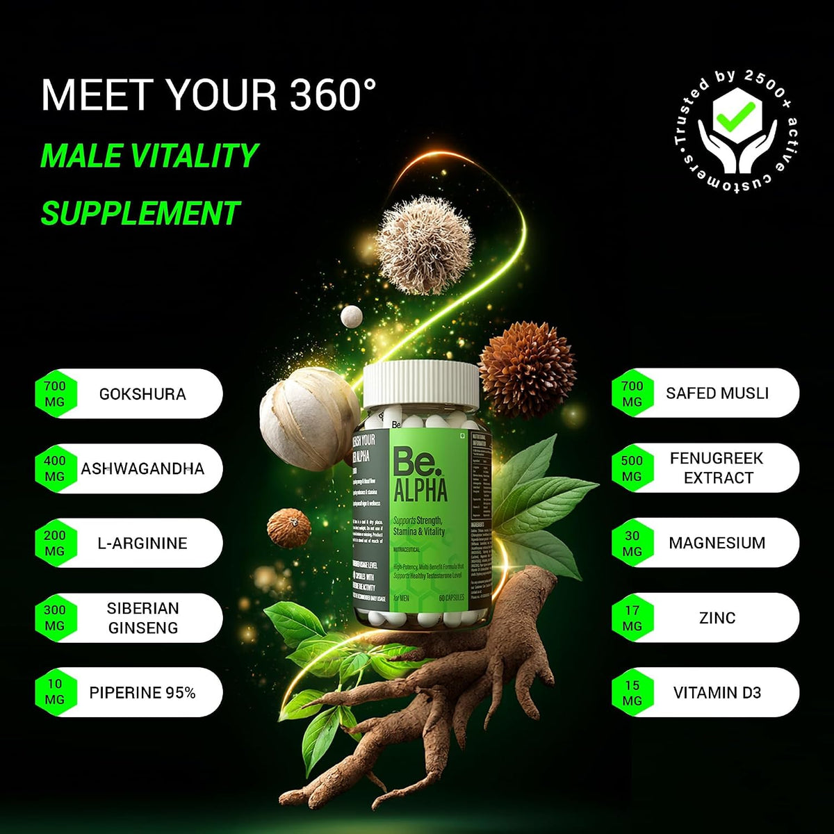 Be Wellness Alpha Testosterone Support for Men | 60 Capsules