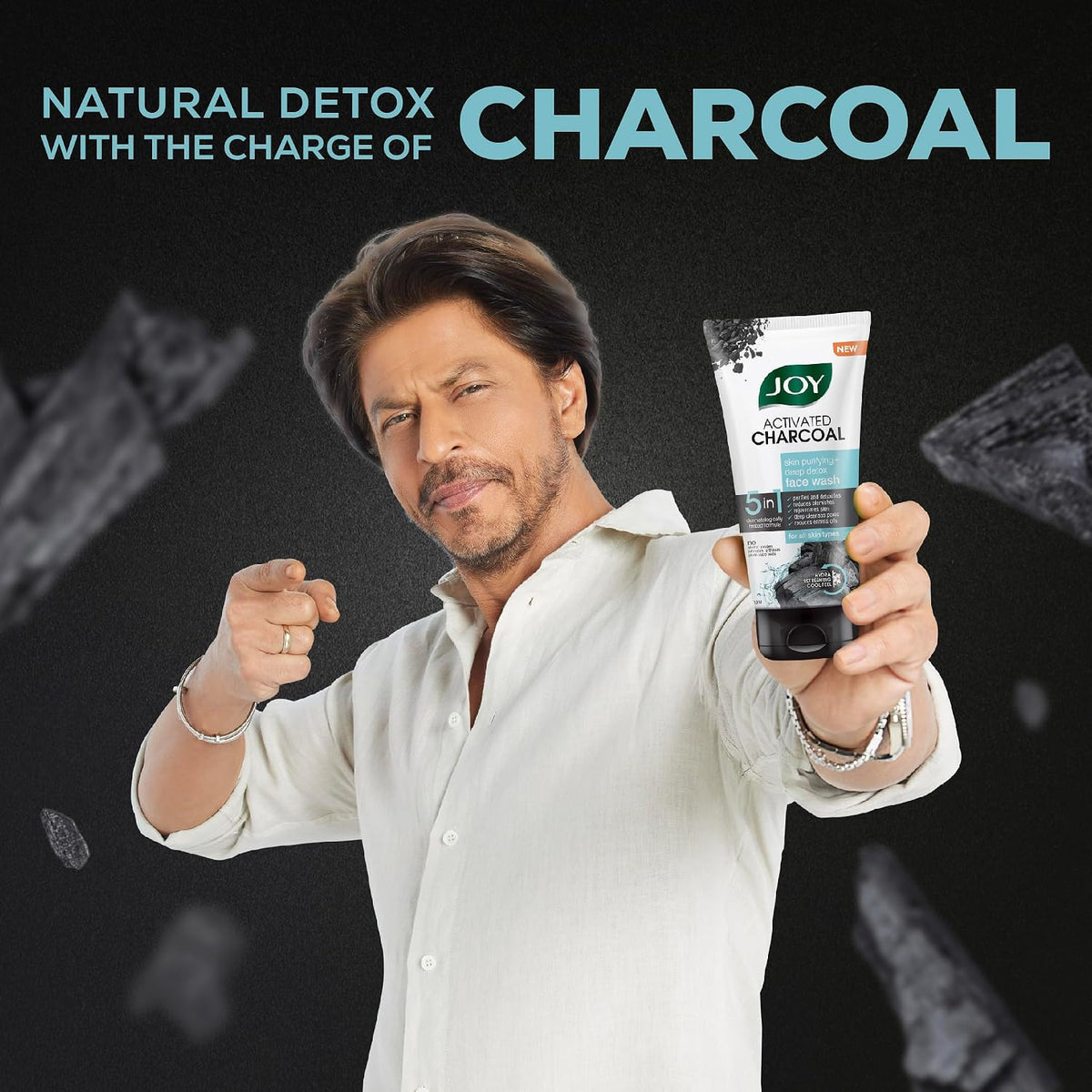 Joy Activated Charcoal Face Wash for Oily Skin 150ml x 2 | Controls Oil & Removes Dirt & Blackheads | Fights Pollution, Reduces Acne & Pimples For a Clearer & S