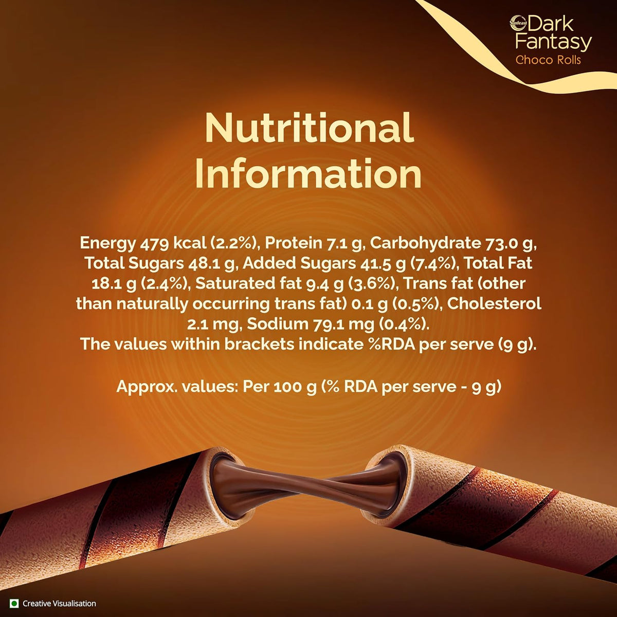 Sunfeast Dark Fantasy Rich Creme Filled Choco Wafer Roll, 180g