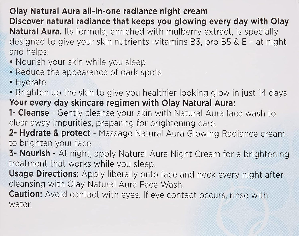 Olay Natural White Night All In One Fairness Cream With Mulberry Extract, 50 g